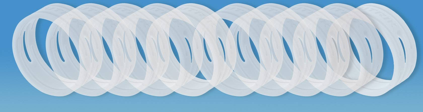 Translucent, overlapping circles on a blue background create a dynamic motion effect.