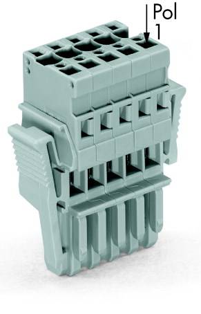 A multi-pole, rectangular, grey connector with 'Pol 1' inscription on the top right.
