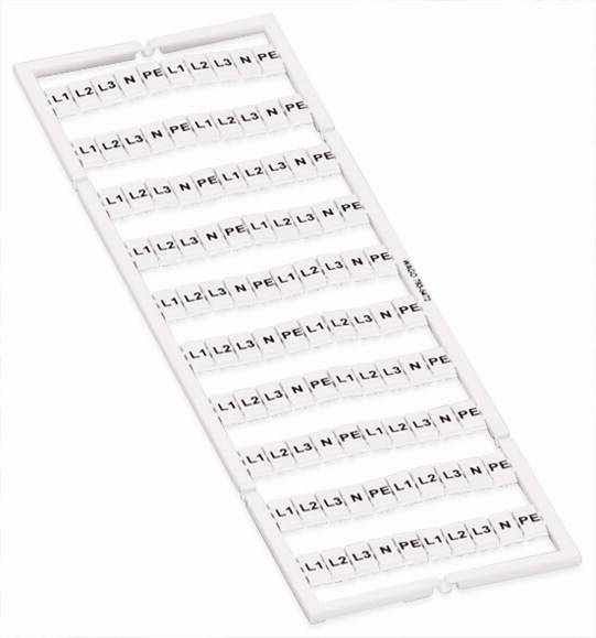 Terminal block with multiple labelled connections 'L1', 'L2', 'L3', 'N', 'PE'. Used in electrical systems for connecting and organising electrical conductors.
