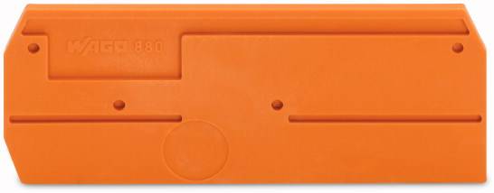 Orange plastic cover with the inscription 'WAGO 880', apparently used for covering electrical connections or components.