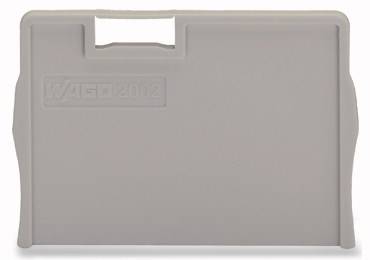 WAGO brand cover, Model 2002, in rectangular shape, grey, with grip recess at the top.