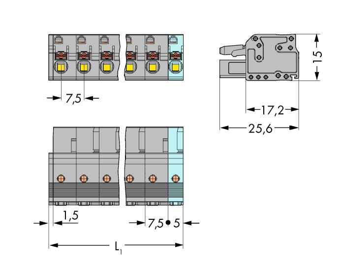 WAGO Socket housing cable 2231 Total number of pins 2 Contact spacing: 7.50 mm 2231-202/026-000 100 pc(s)