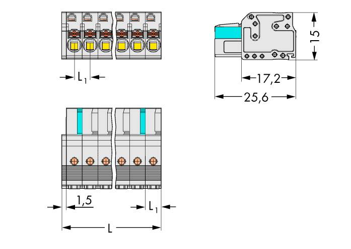 WAGO Socket housing cable 2721 Total number of pins 8 Contact spacing: 5 mm 2721-108/026-000 50 pc(s)