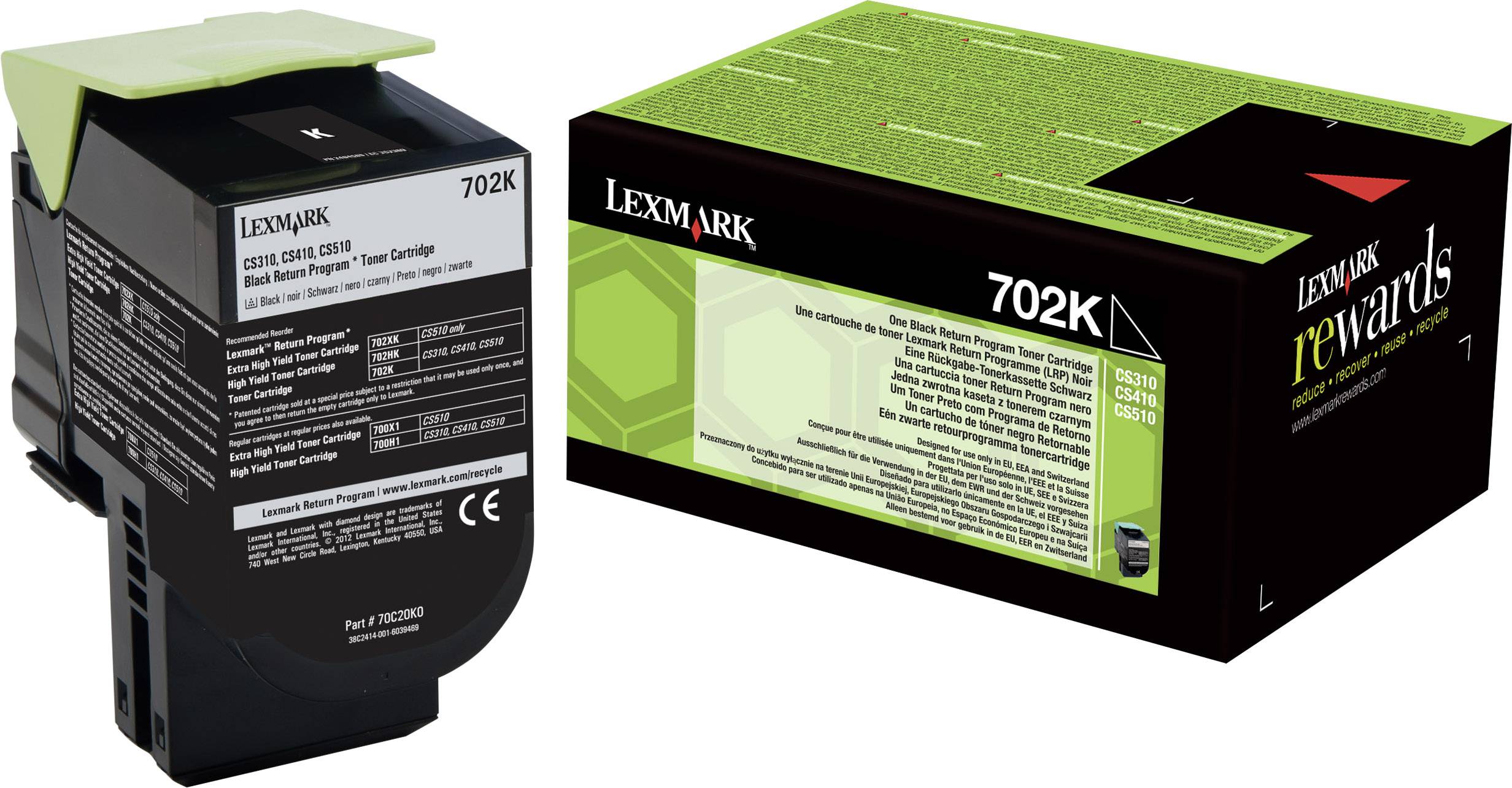 Lexmark Toner 702K CS310 CS410 CS510 Original Black 1000 Sides 70C20K0