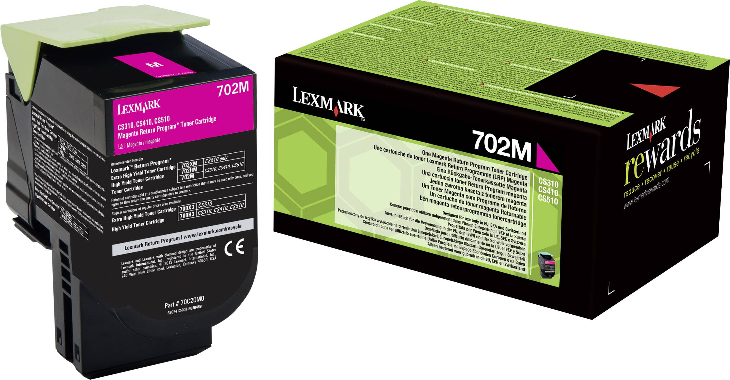 Lexmark Toner 702M CS310 CS410 CS510 Original Magenta 1000 Sides 70C20M0