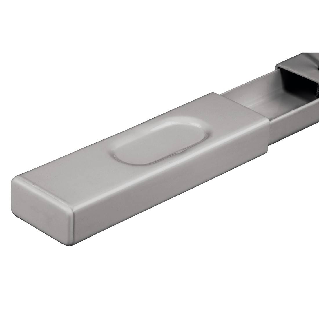 A silver telescopic extension tube, which is extended, demonstrates its extendable function. Suitable for cleaning devices.