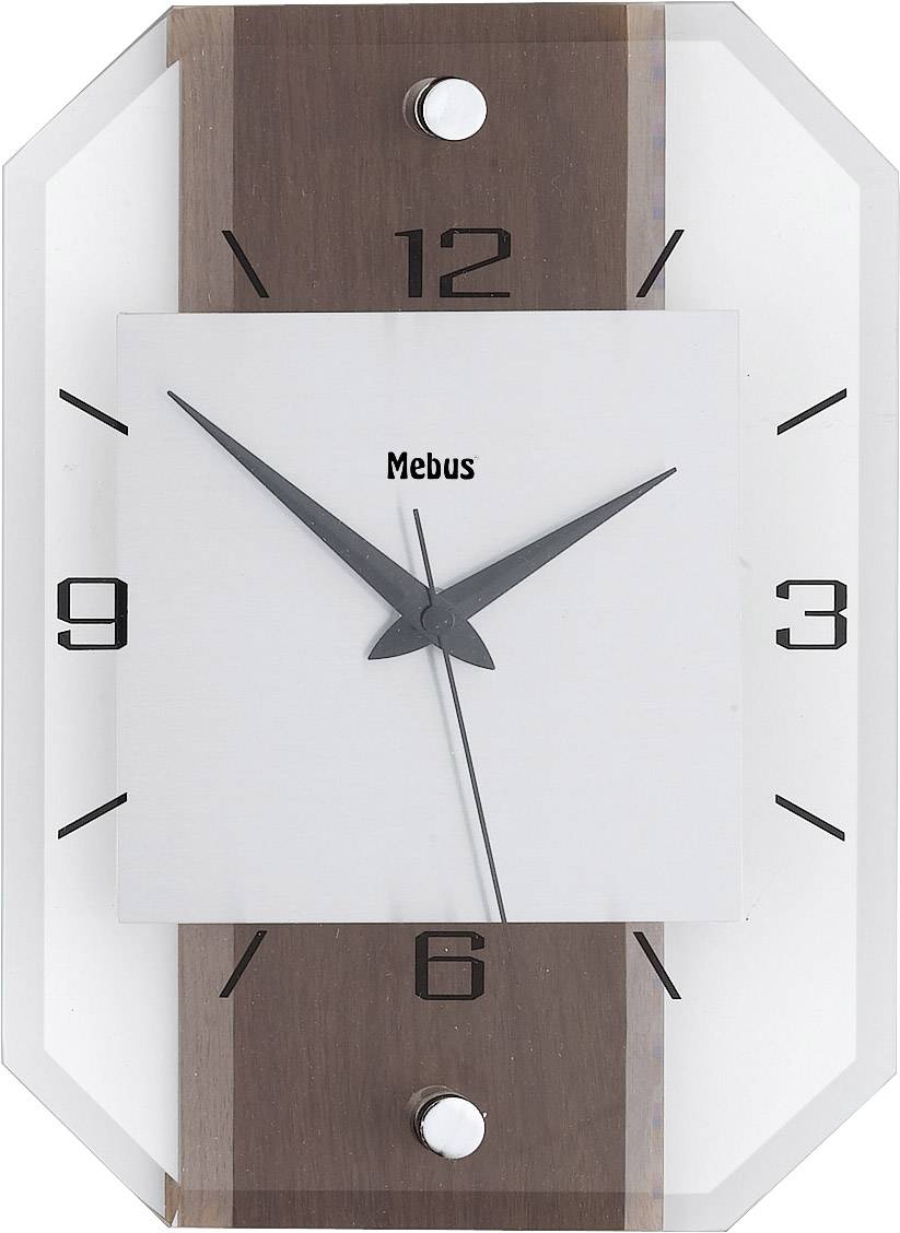 Mebus 18222 Quartz Wall clock 20 cm x 28 cm x 5 cm Walnut, Aluminium