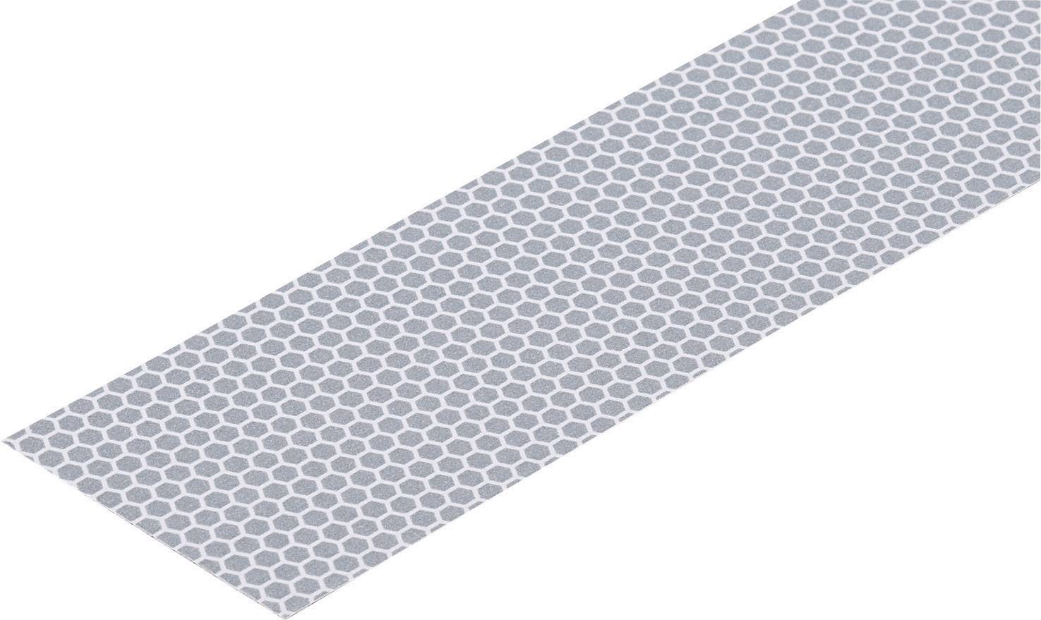 A reflective strip with a hexagonal pattern, used for safety purposes to increase visibility in poor lighting conditions.