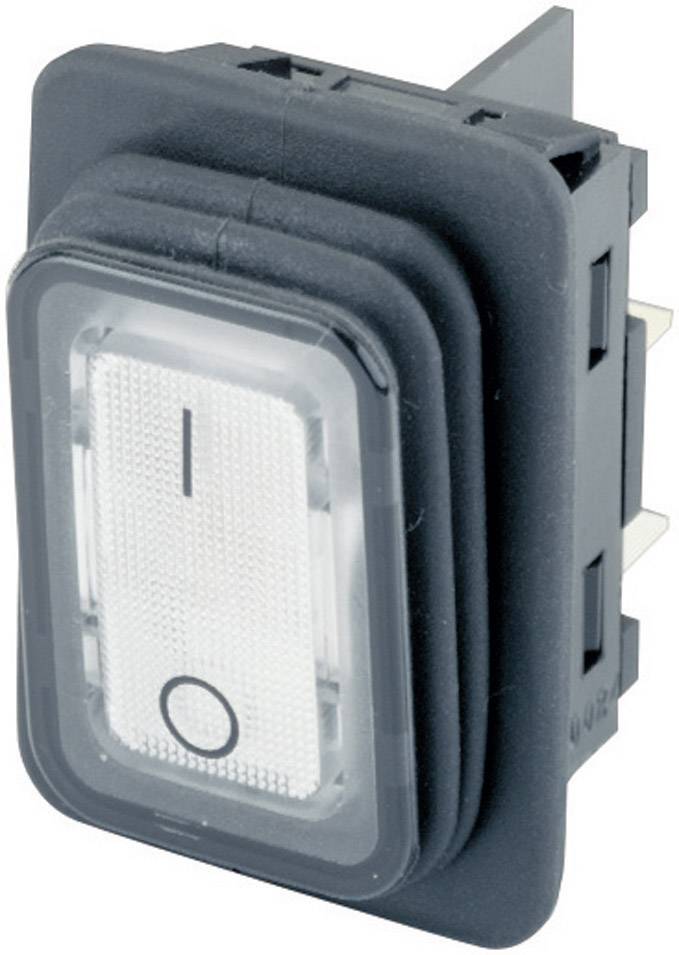 A rectangular toggle switch with a white plate, displaying symbols for On (I) and Off (O).