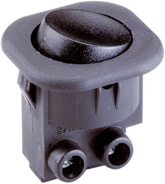 Electrical rocker switch with a black, oval actuator and rectangular mounting plate. Suitable for industrial applications.