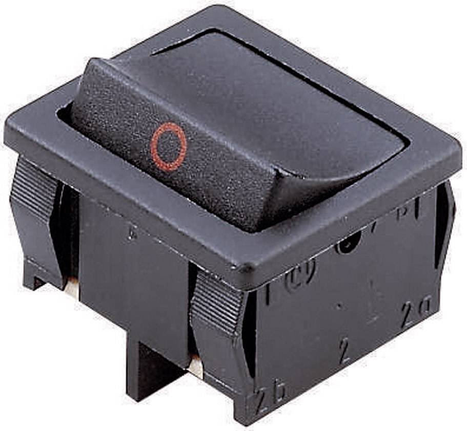 A black toggle switch with a red circle for the 'Off' position, a typical component in electronic devices.