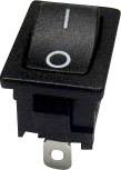 A black toggle switch with white 'I' and 'O' symbols for On and Off, shown in the switched-on position.