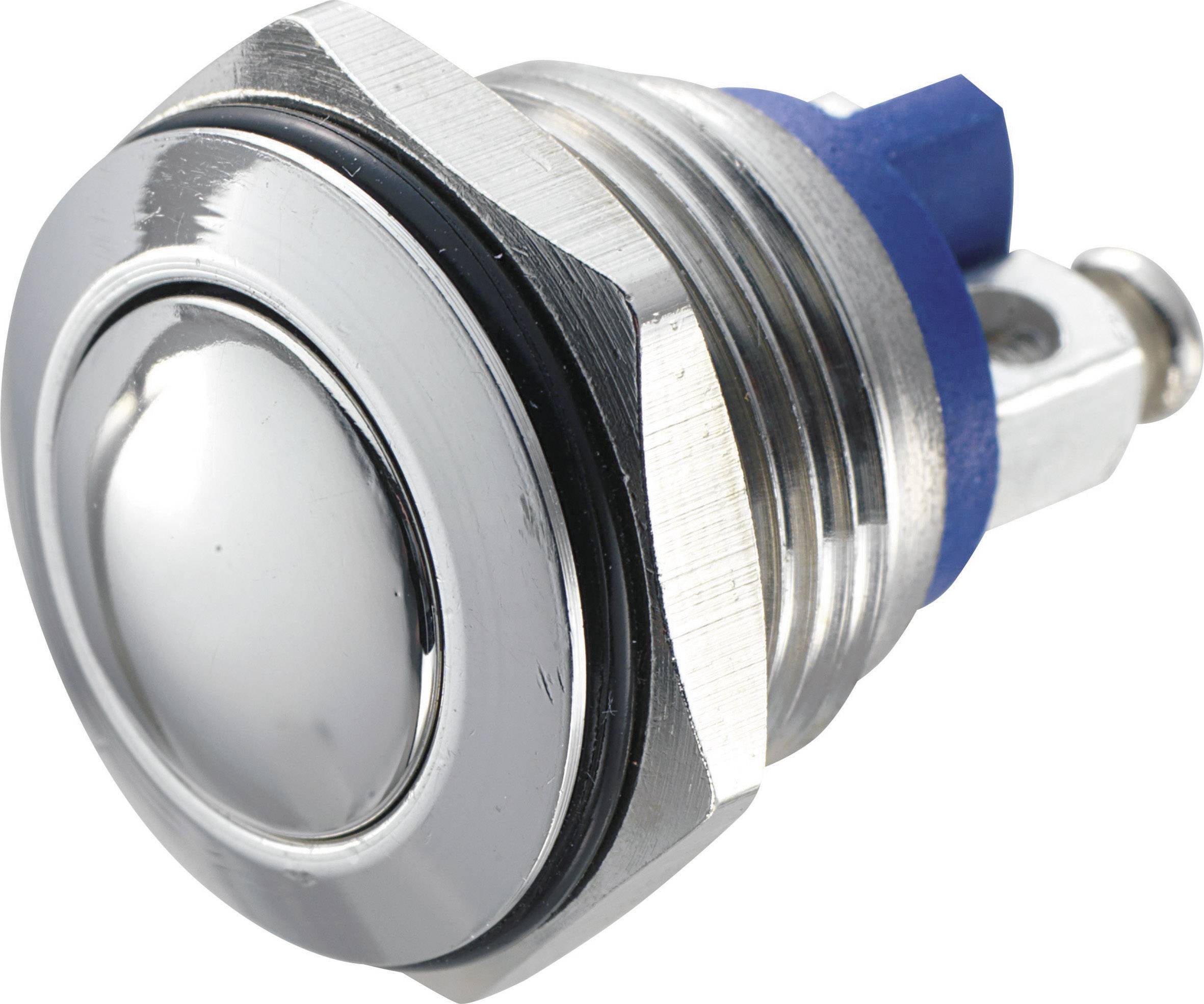 Metal switch in a silver colour with a blue base, typically used for electrical applications or controls.