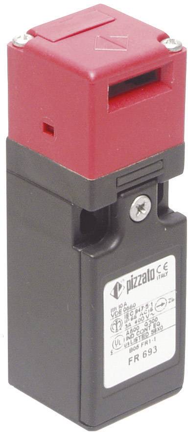 Electrical safety switch with red cover by Pizzato, suitable for industrial applications, CE-certified.