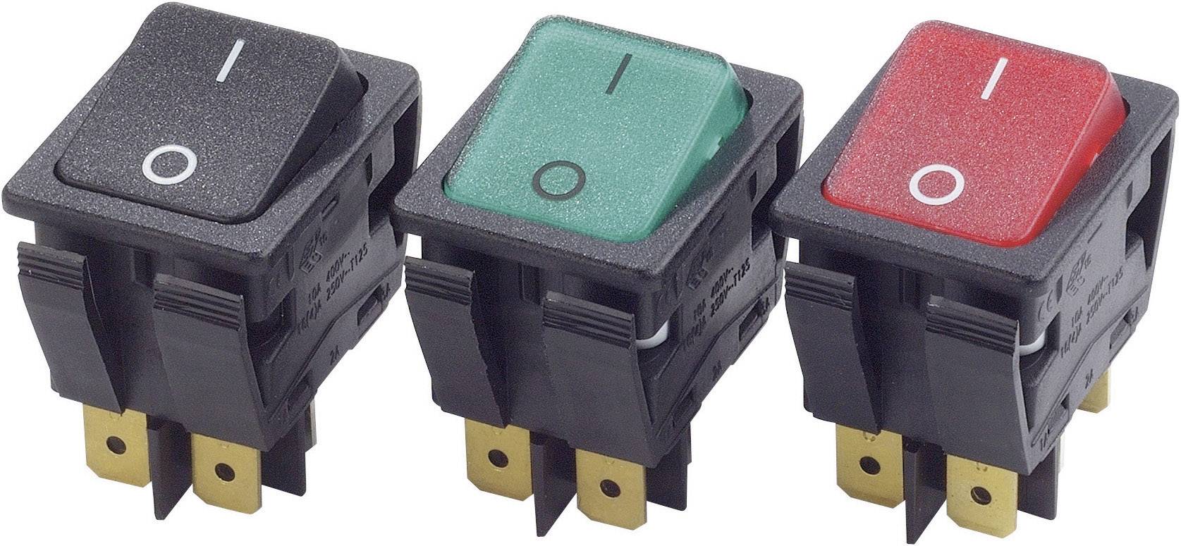 Three toggle switches in different colours: black, green, and red. Each switch shows the positions 'Off' and 'On'.