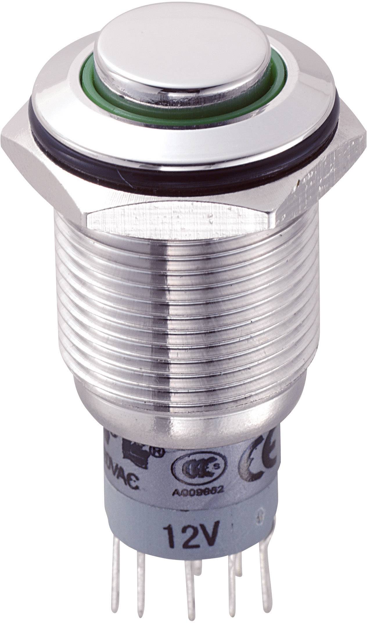 TRU COMPONENTS 701885 LAS2GQH-22ZE/G/12V/S/P Tamper-proof pushbutton 250 V AC 3 A 2 x On/On latch Green 1 pc(s)