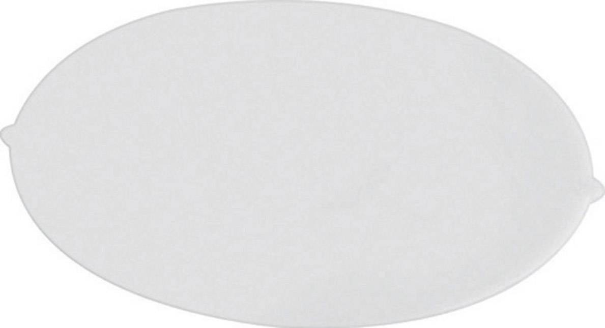 A white, oval ceramic lid with a flat design.