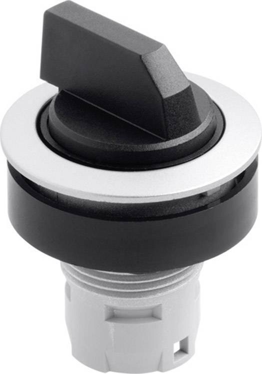 Rotary switch with a black handle and silver trim, suitable for industrial applications to control electrical equipment.