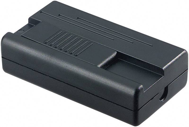 A black plastic enclosure with a rectangular shape and a sliding cover, possibly for electronic devices.