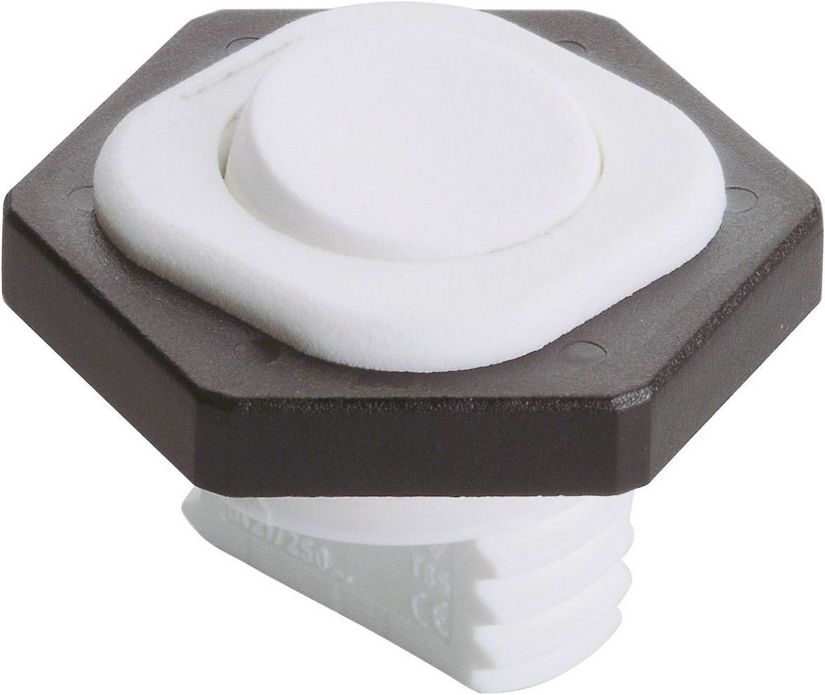 White plastic screw with hexagonal head and large, round, flat head. Ideal for versatile fixing applications.