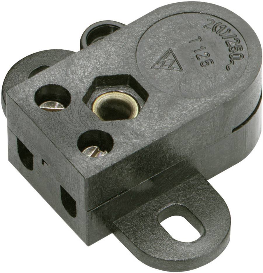 A black plastic toggle switch with screw contacts, suitable for electrical household appliances, on a white background.