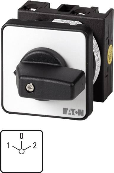 'Rotary switch with black handle. Positions: 0 (Off), 1, 2. Marked with manufacturer's name bottom right. Diagram shows switch positions.'