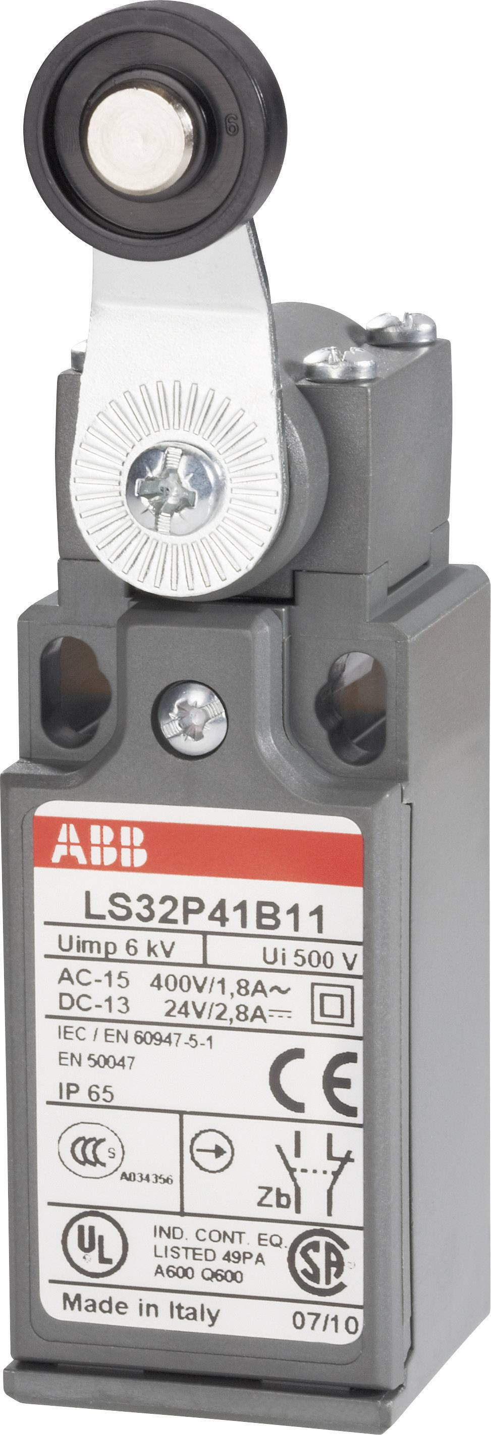 Limit switch type LG32P41B11, grey with metal lever. Marking: Uimp 6 kV, Ui 500 V, AC-15 400V/1.3A, Ue 400V