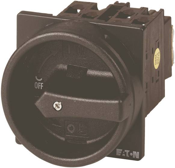 'Black rotary switch with 'ON' and 'OFF' positions, marked with white text on the front.'