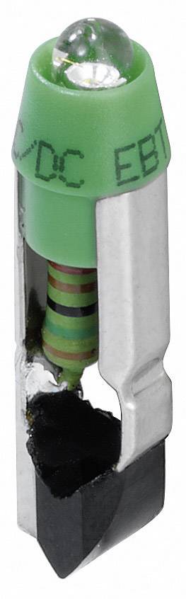 Close-up of a green plug fuse adapter with visible resistance colour code inside, against a white background.