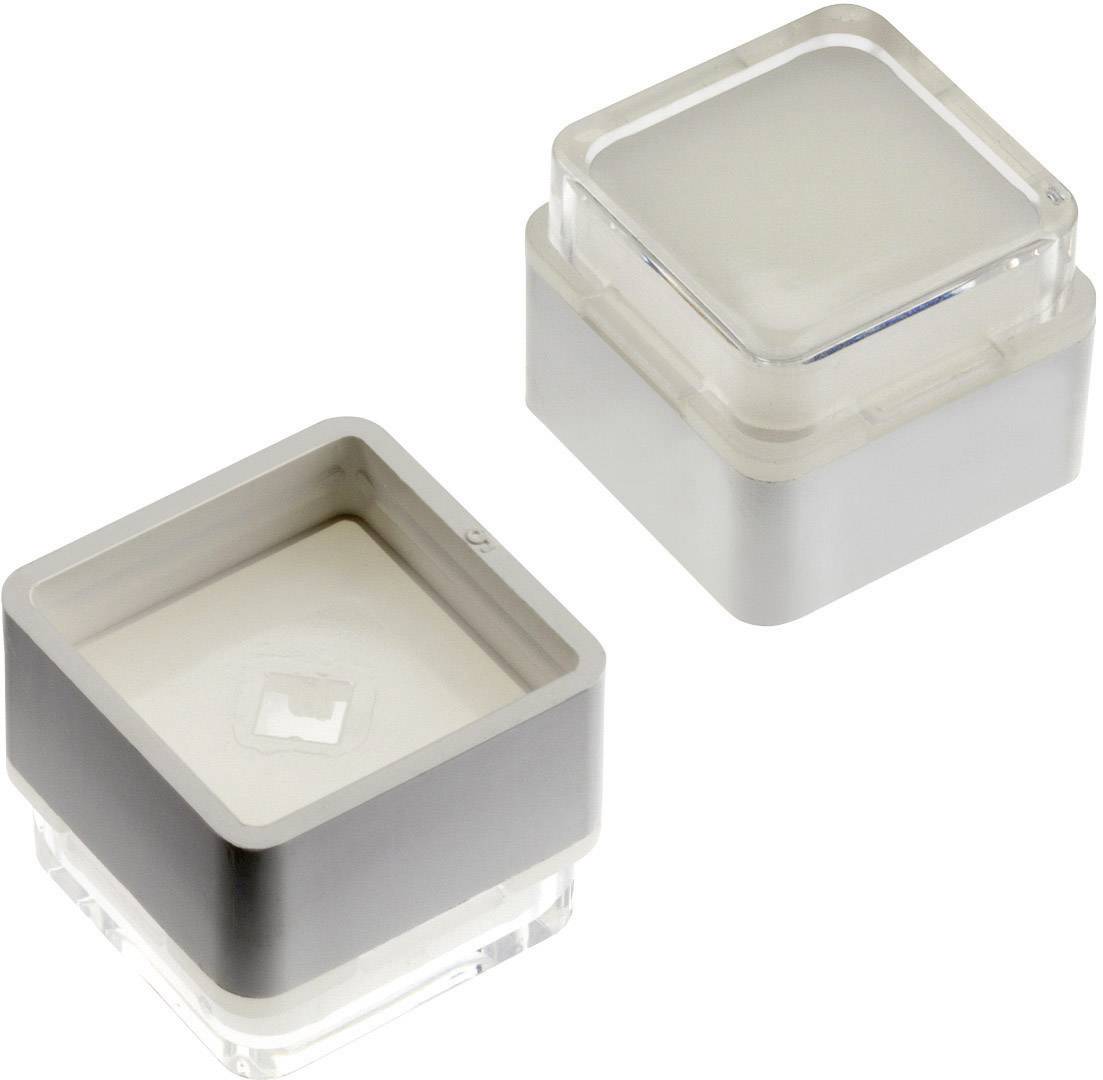 Two empty, transparent square plastic containers with removable lids, placed side by side.