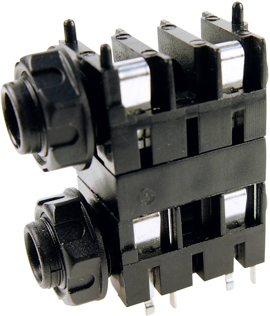 Black plastic connector with multiple metal pins for electronic connections, suitable for industrial applications.