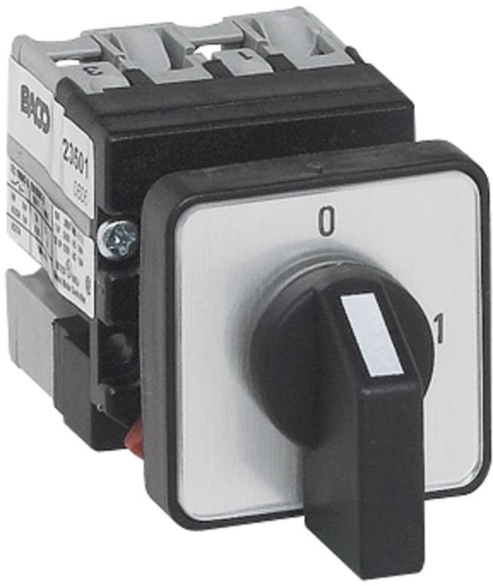 A black toggle switch with '0' and '1' positions on a grey background, used for electrical controls.