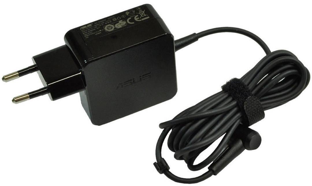 Black power adapter with EU plug and long cable, suitable for electronic devices.