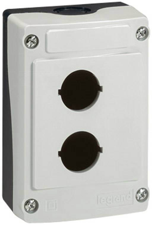 White, rectangular surface-mounted socket box with two black openings, suitable for accepting Schuko plugs, mountable on the wall.