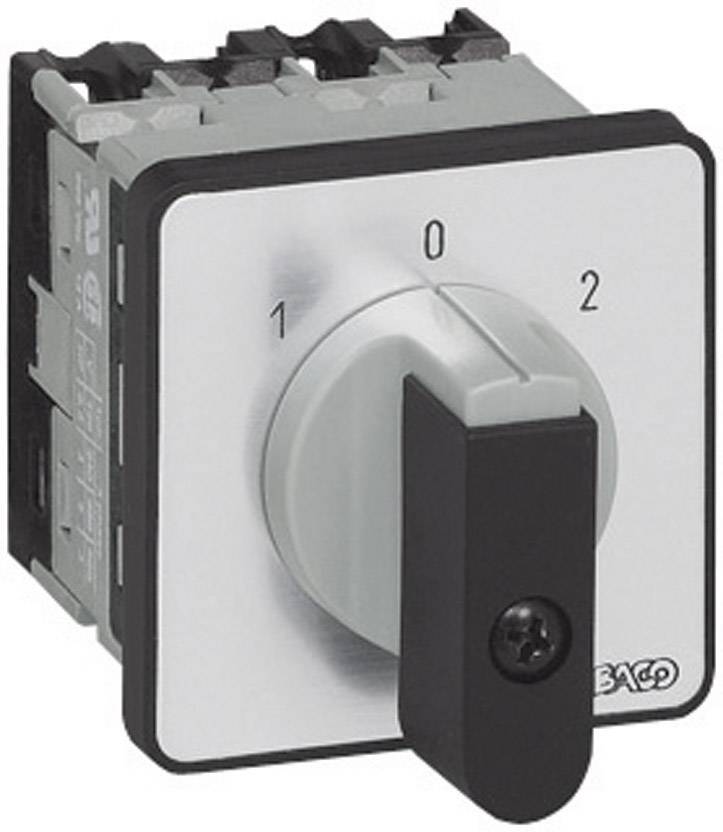 Three-position rotary switch (0, 1, 2) on a silver background, used for controlling electrical devices.