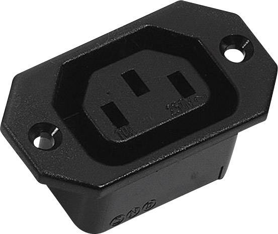 K & B 43R031111 IEC connector 42R Socket, vertical vertical Total number of pins: 2 + PE 10 A Black