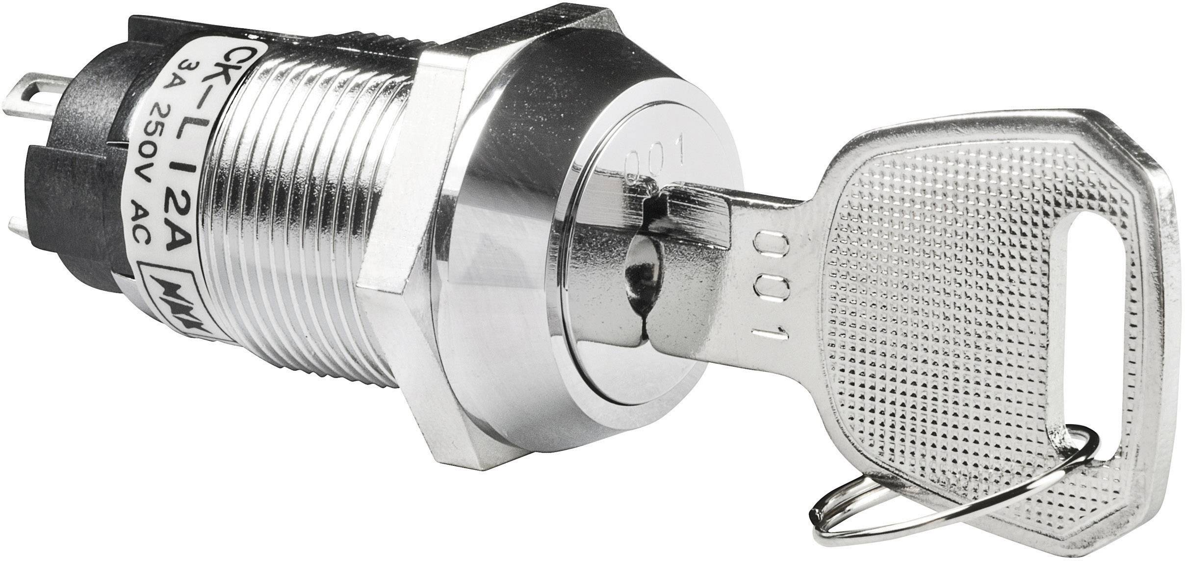 NKK Switches CKL12BFW01 CKL12BFW01 Key switch 250 V AC 3 A 1 x On/On 1 x 90 ° 1 pc(s)
