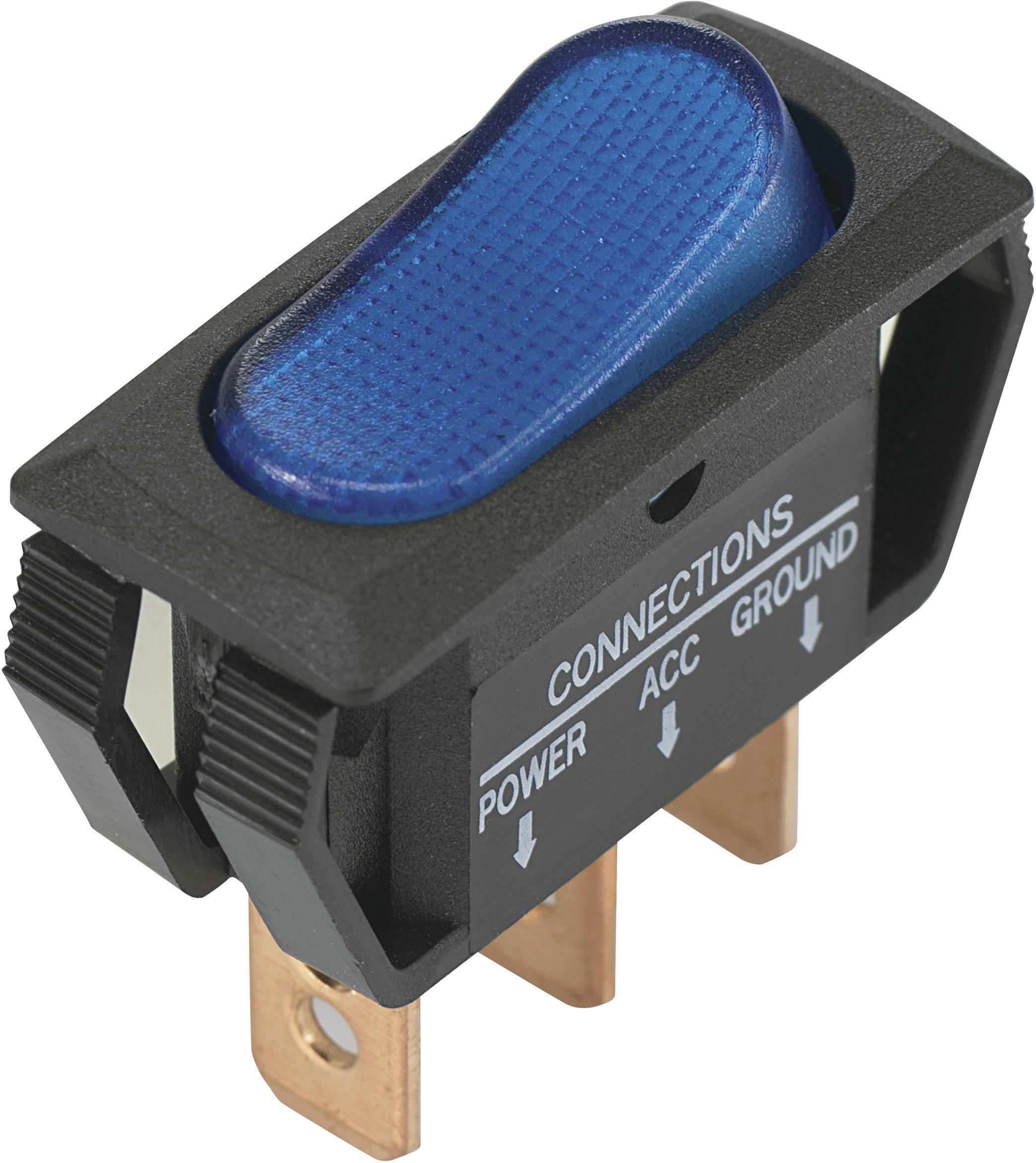 Black and blue toggle switch with 'POWER', 'ACC', 'GROUND' labels on the front, for connecting electrical connections.