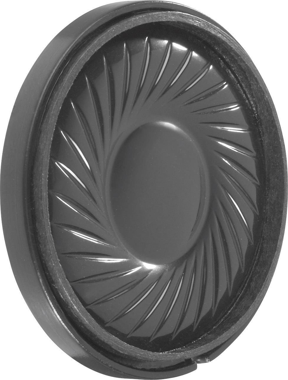 Black glossy speaker driver with an embossed, radial pattern on the membrane.