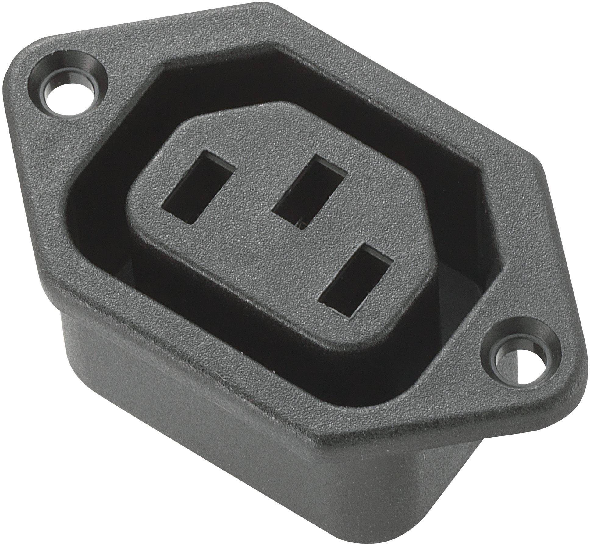 TRU COMPONENTS 715185 IEC connector Socket, vertical vertical Total number of pins: 3 10 A Black
