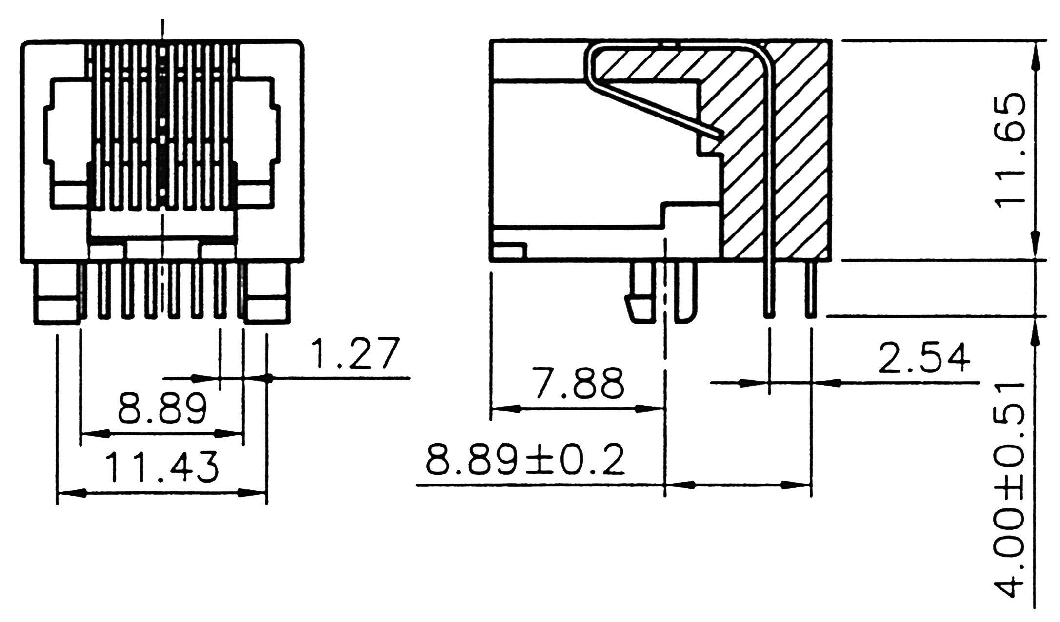 ASSMANN WSW A-20040/LP Modular Jack 4 RJ10 Socket, horizontal mount Black