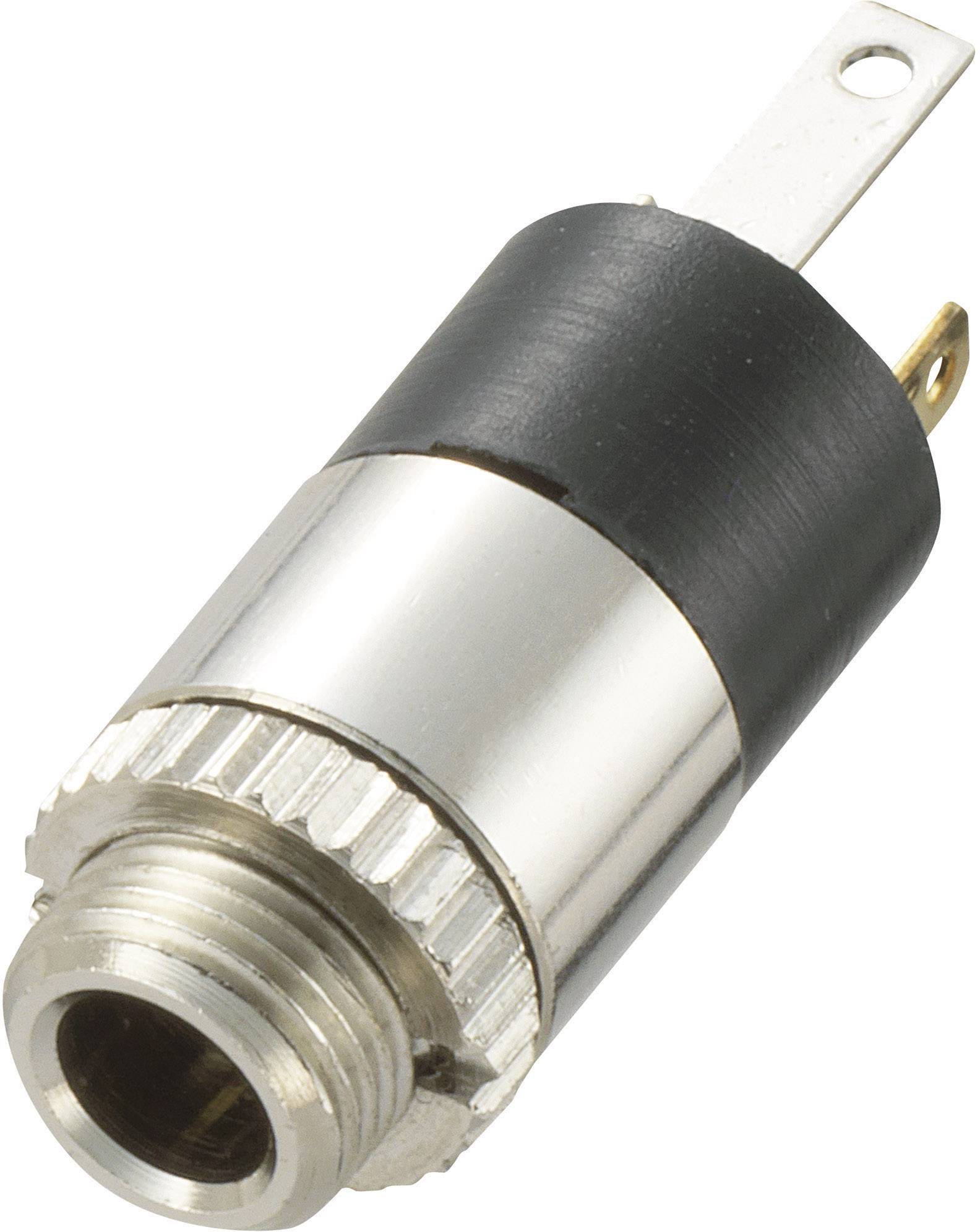 A cylindrical metal plug with a black insulated section and two connection tabs. Suitable for electrical connections.