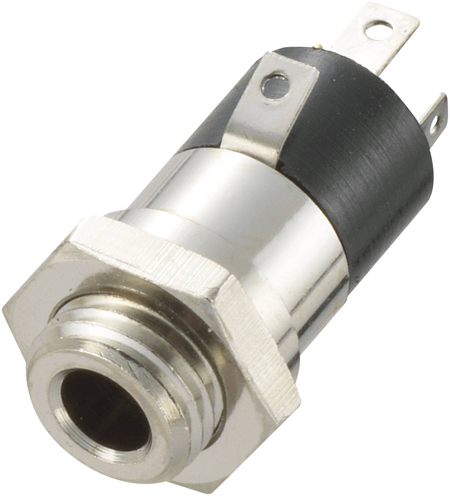 Metal protective contact socket with hexagonal nut and soldering tags for mounting on electronic devices.