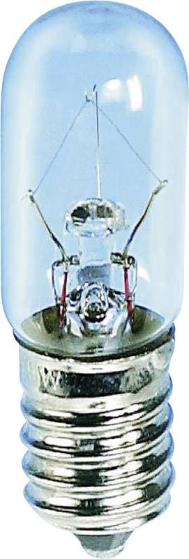 Small light bulb with clear glass cover and metal base. Suitable for small light fixtures or specialist equipment applications.
