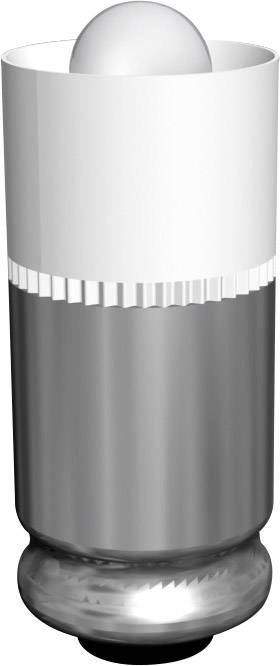 A matte, cylindrical LED lamp with a silver base and a white cover that radiates light upwards.