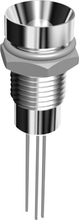 A metal cylinder with threading and three long pins at the bottom. It has a funnel-shaped opening at the top. Used in electronic devices.