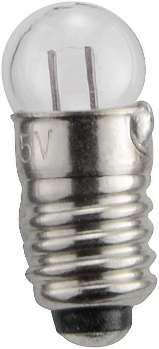 A small light bulb with a metal thread and clear glass, suitable for electrical appliances.
