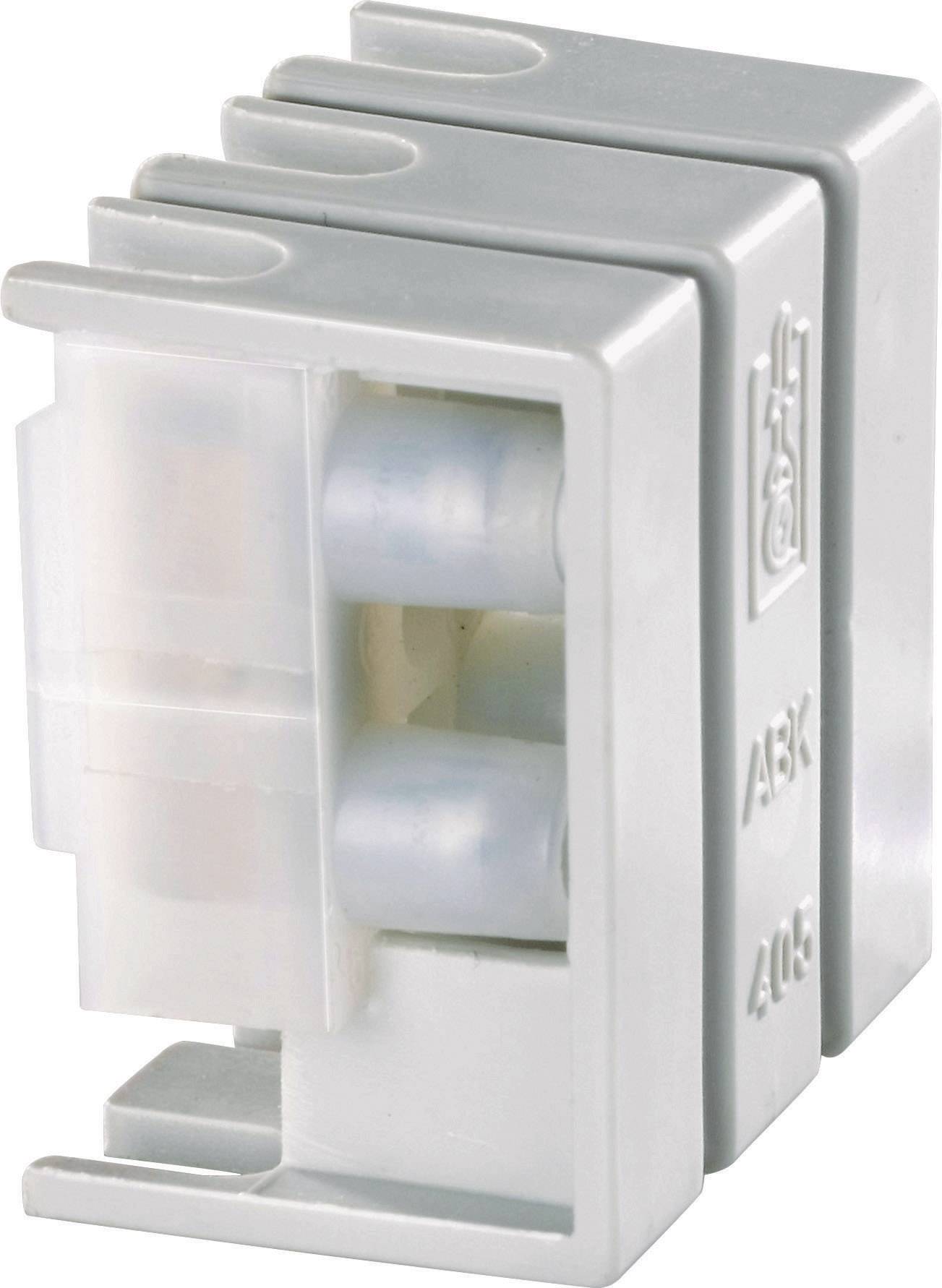 A grey cable clamp with two connections, suitable for joining cables in electrical installations.
