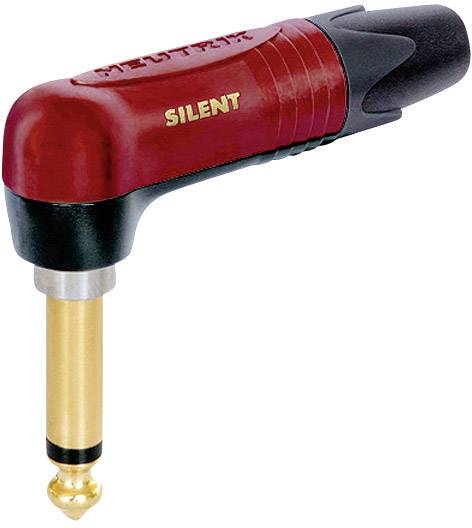 Neutrik connector with a red housing and 'SILENT' printed on it. It features a gold-plated 6.35 mm jack plug.