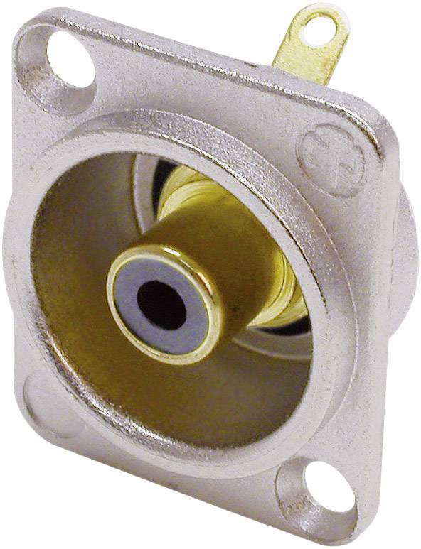 Built-in socket with metal housing and gold-plated connector in the centre. Suitable for audio or video connections.
